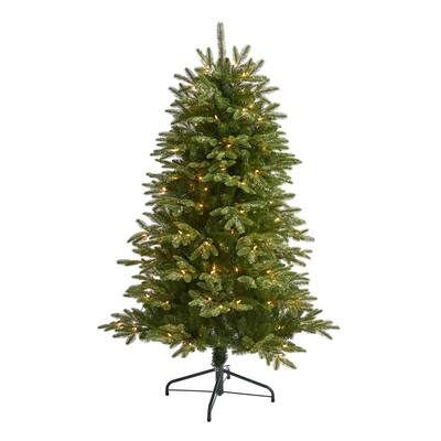 5ft. Snowed Grand Artificial Christmas Tree with 150 Clear Lights and 462 Branches - Charming X-Mas Cornerpiece