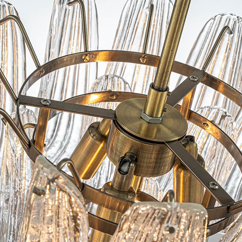 Vintage Mid-Century Modern Chandelier Clear Art Glass Pendant With Antique Bronze Finish For Livingroom Bedroom