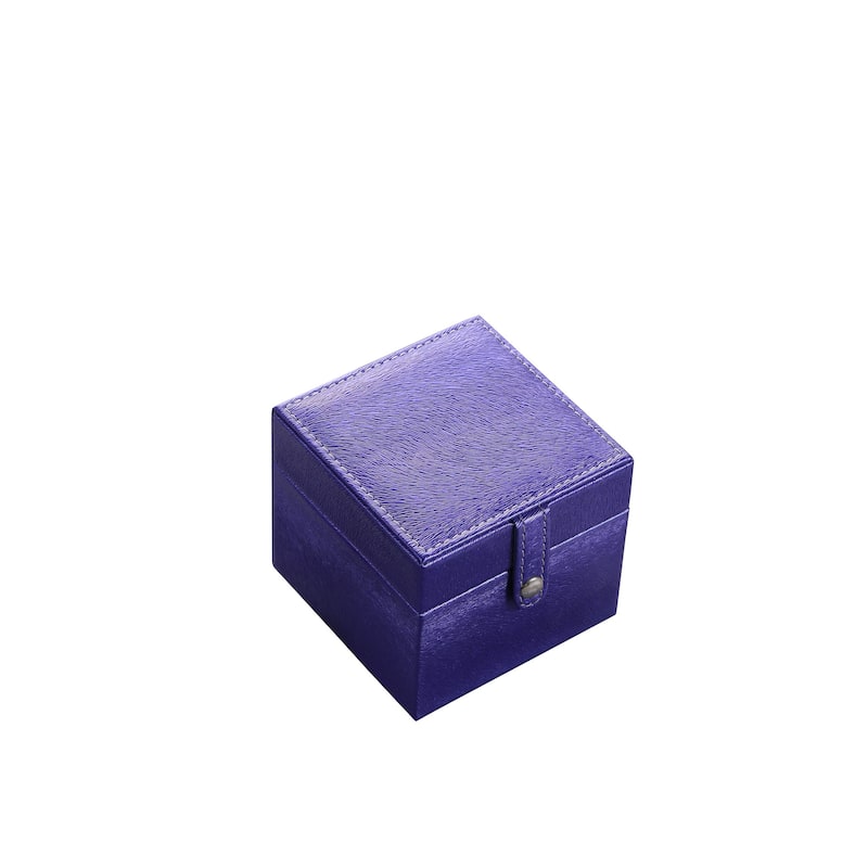 4" Azure Faux Leather Five Section Jewelry Box Travel Case With Mirror