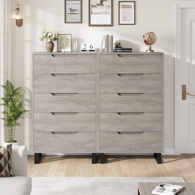 5 Dresser for Bedroom, 50" Tall Dresser, Freestanding Vertical Drawer with Storage, Wooden Closet Chest Storage