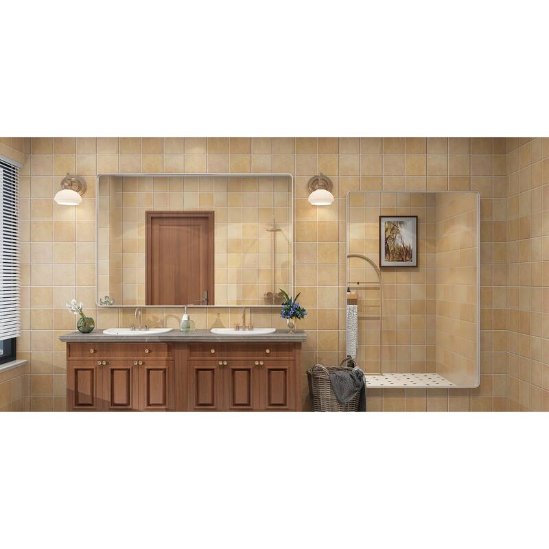 Modern Metal Frame Wall Mounted Bathroom Vanity Mirror