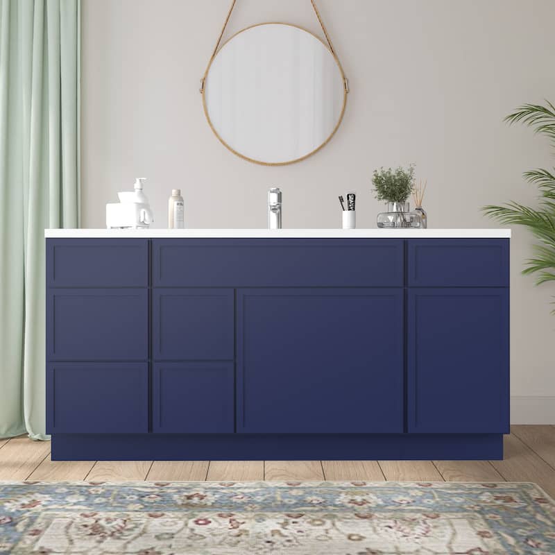 Vanity Art 66" Birch Freestanding Bathroom Vanity Cabinet without Top - Blue