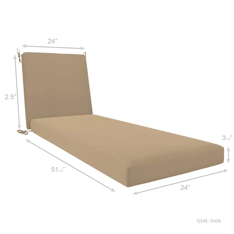 California Umbrella Outdoor Chaise Lounge Cushion, 24" x 78", 3.5" Thick, Memory Foam, Solstice Olefin Fabric