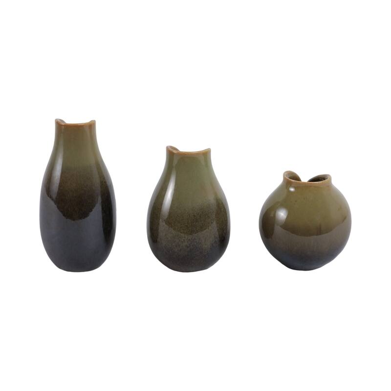 Stoneware Decorative Vases Modern Sleek Sculptural Design (Set of 3)