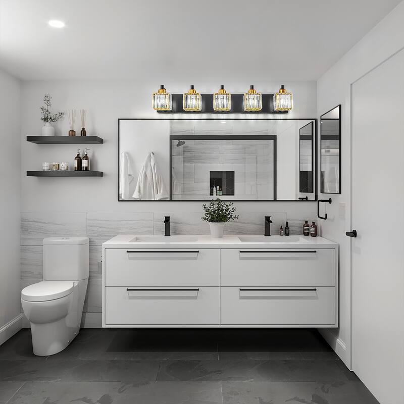 Dimmable Square Bathroom Crystal Vanity Light Wall Sconces