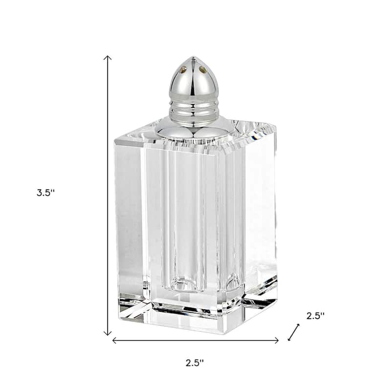 HomeRoots Set of Two Clear And Silver Crystal Pepper Shakers