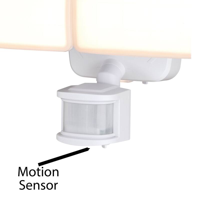 Merill White Integrated LED Motion Sensor Dusk to Dawn Outdoor Security Flood Light - 11.5-in W x 7.25-in H x 5.75-in D