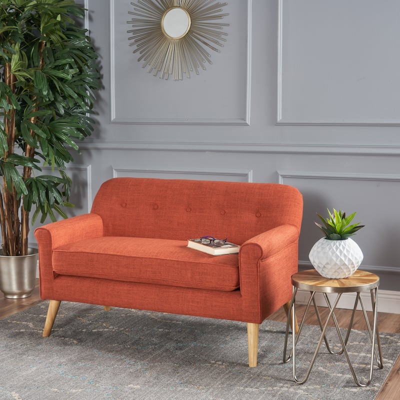 Mariah Mid-Century Fabric Loveseat by Christopher Knight Home - Orange