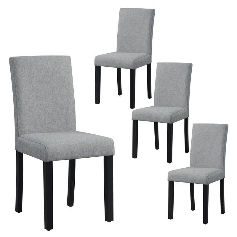 Gymax Dining Chair Set of 4 w/ Acacia Wood Frame & Rubber Wood Legs