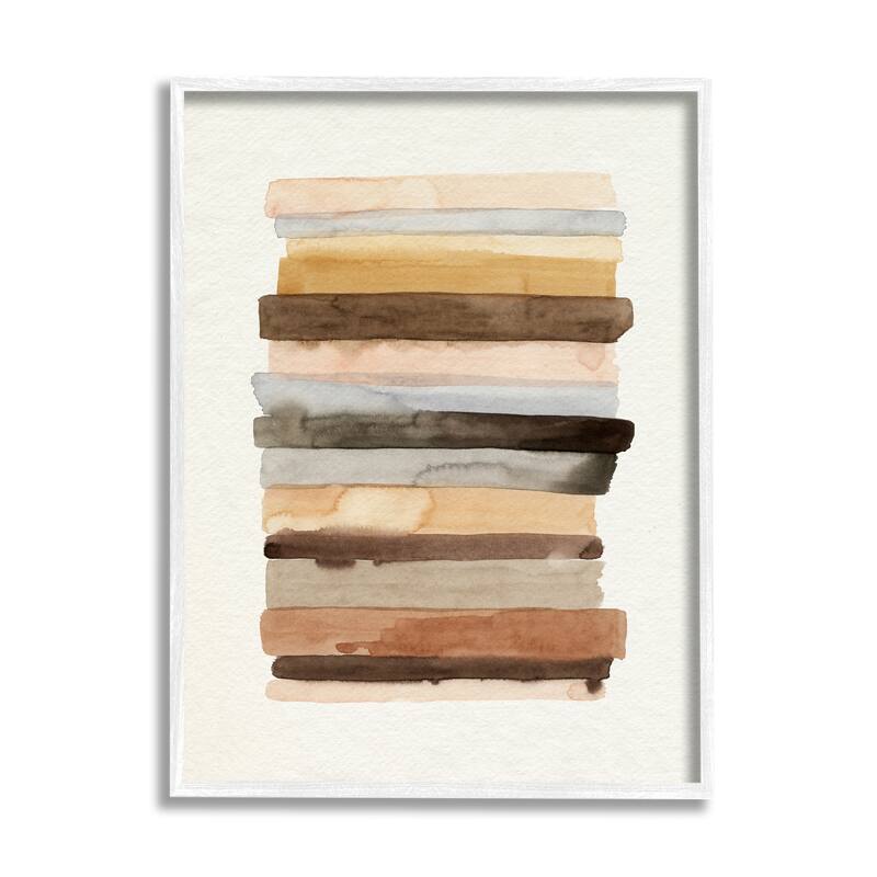 Stupell Modern Color Abstraction Layered Earth Tone Shapes Framed Wall Art - Brown - 24 x 30 - White