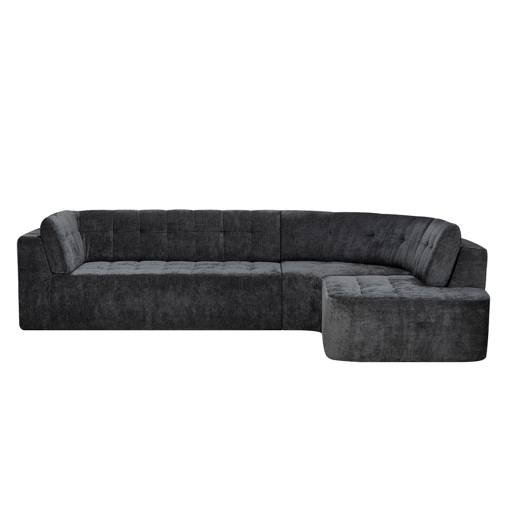 L Shaped Modern Modular Sectional Curved Sofa, Minimalist Cloud Couch Boneless Couches with Chaise