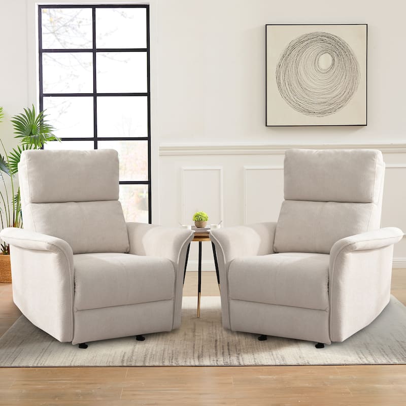 Manual Rocker Recliner Chair, Fabric Upholstered Rocking Chair, Lounge Recliner with Pull Ring for Bedroom, Living Room