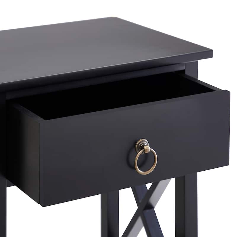 Space-Saving Wooden Side Table with Storage Drawer and Spacious Compartment