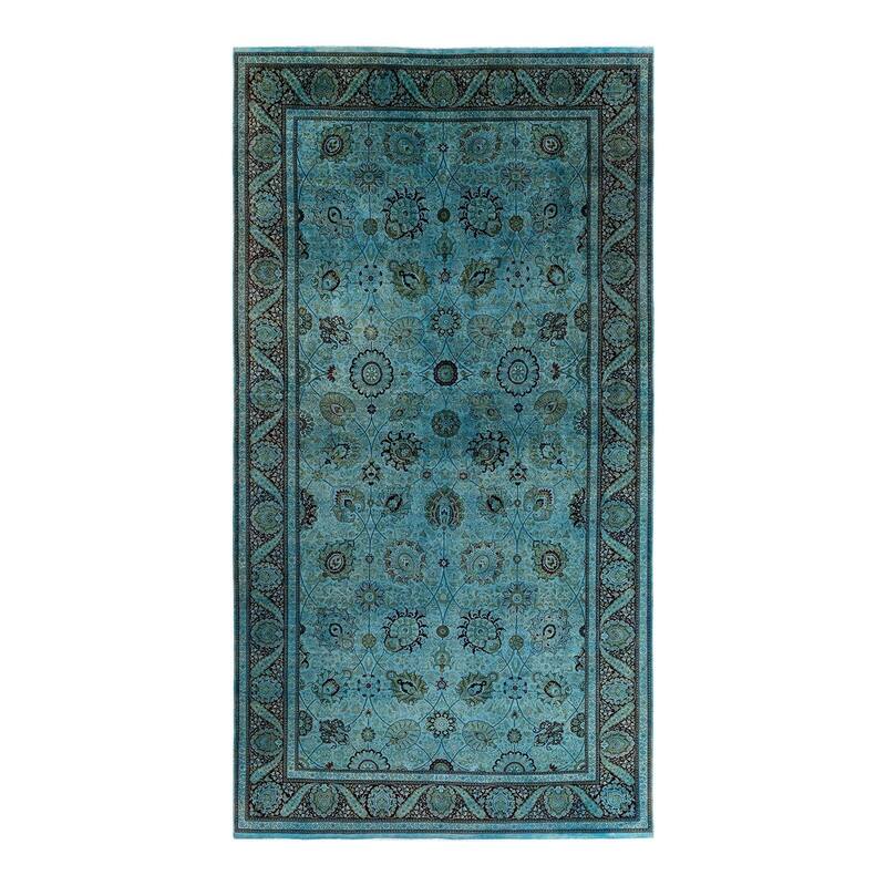 Overdyed, One-of-a-Kind Hand-Knotted Area Rug - Blue - 8' 1" x 15' 4"