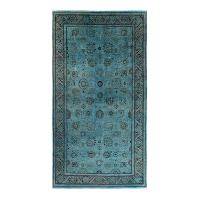 Overdyed, One-of-a-Kind Hand-Knotted Area Rug - Blue - 8' 1" x 15' 4"