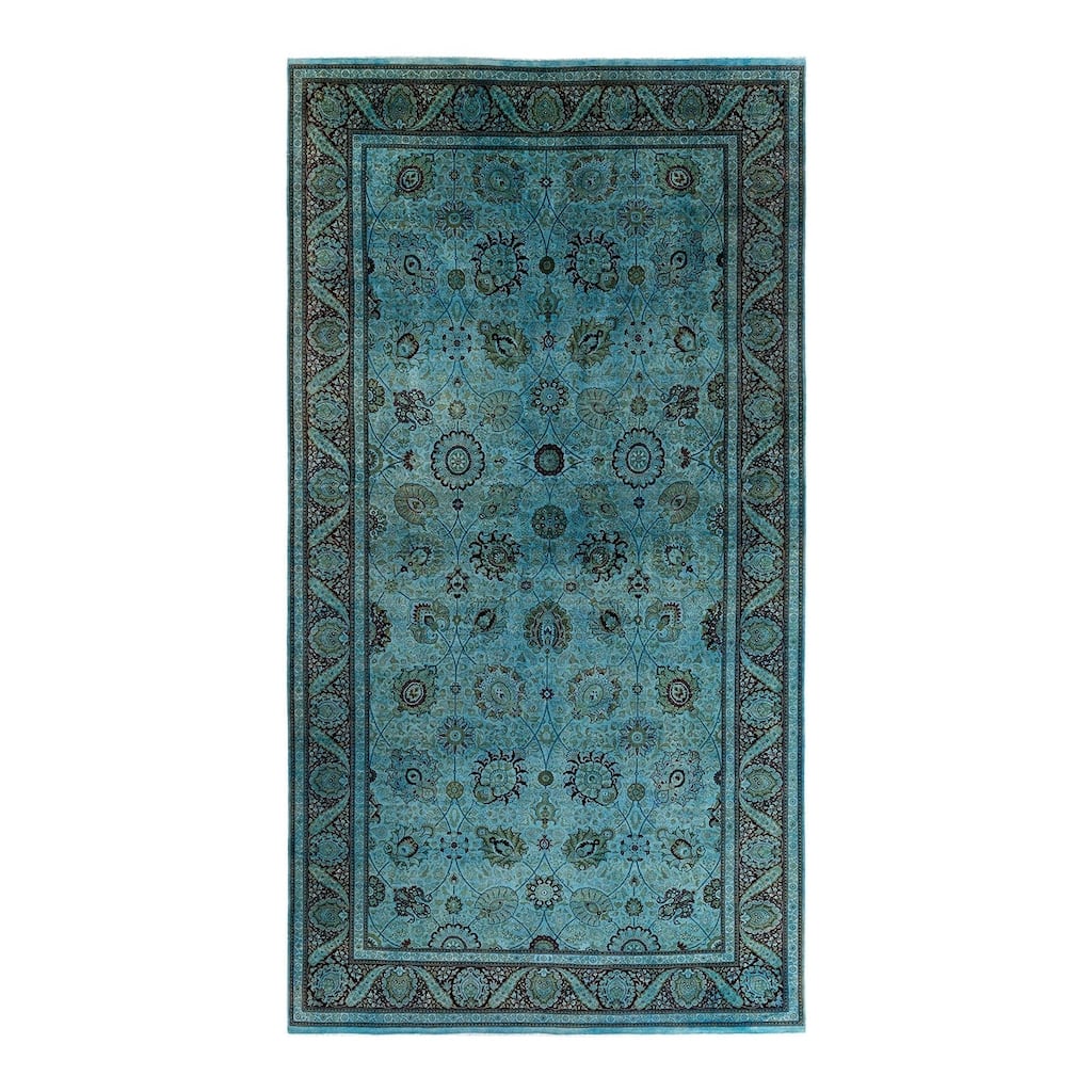 Overdyed, One-of-a-Kind Hand-Knotted Area Rug - Blue - 8' 1" x 15' 4"