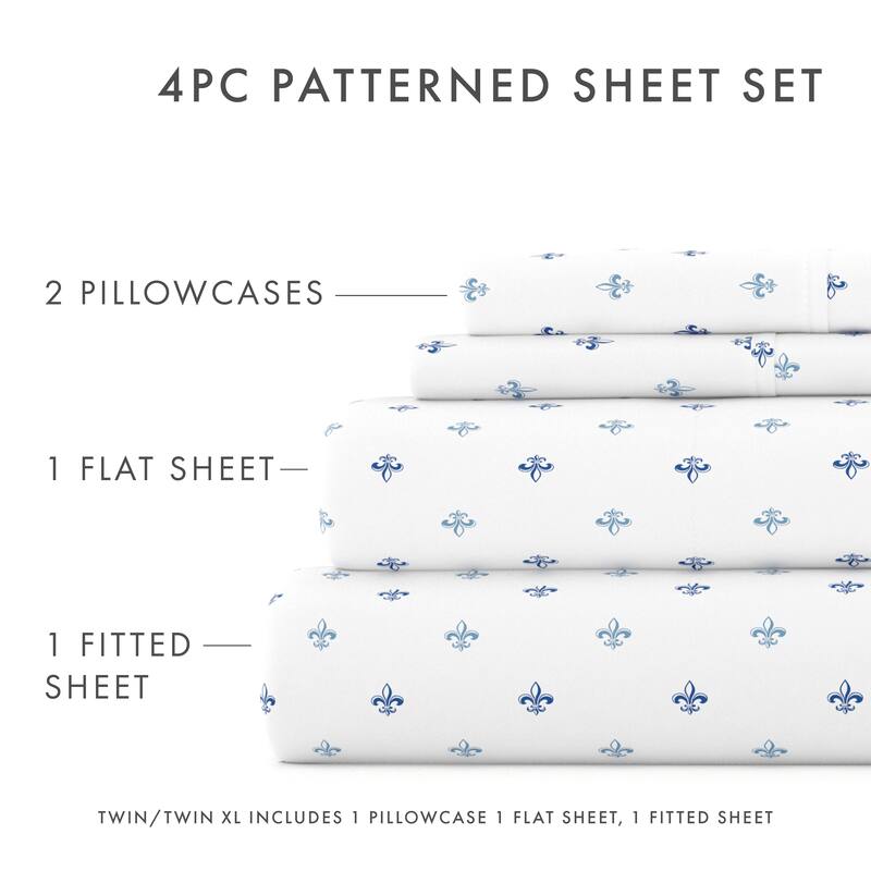 Becky Cameron Lily Pattern 4 Piece Deep Pocket Bed Sheet Set