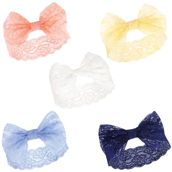 slide 1 of 1, Hudson Baby Infant Girl Headbands 5pk, Periwinkle Yellow, 0-24 Months - Periwinkle Yellow Periwinkle Yellow - 0-24 Months