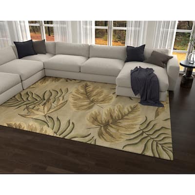 Domani Camila Sand Botanical Hand-tufted Wool Area Rug