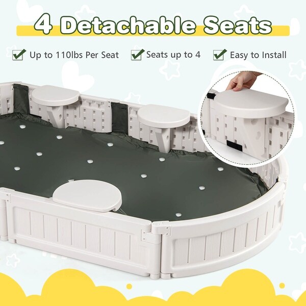 サンドボックス　6台 Costway 6F Wooden Sandbox with Built-in Corner Seat, Cover