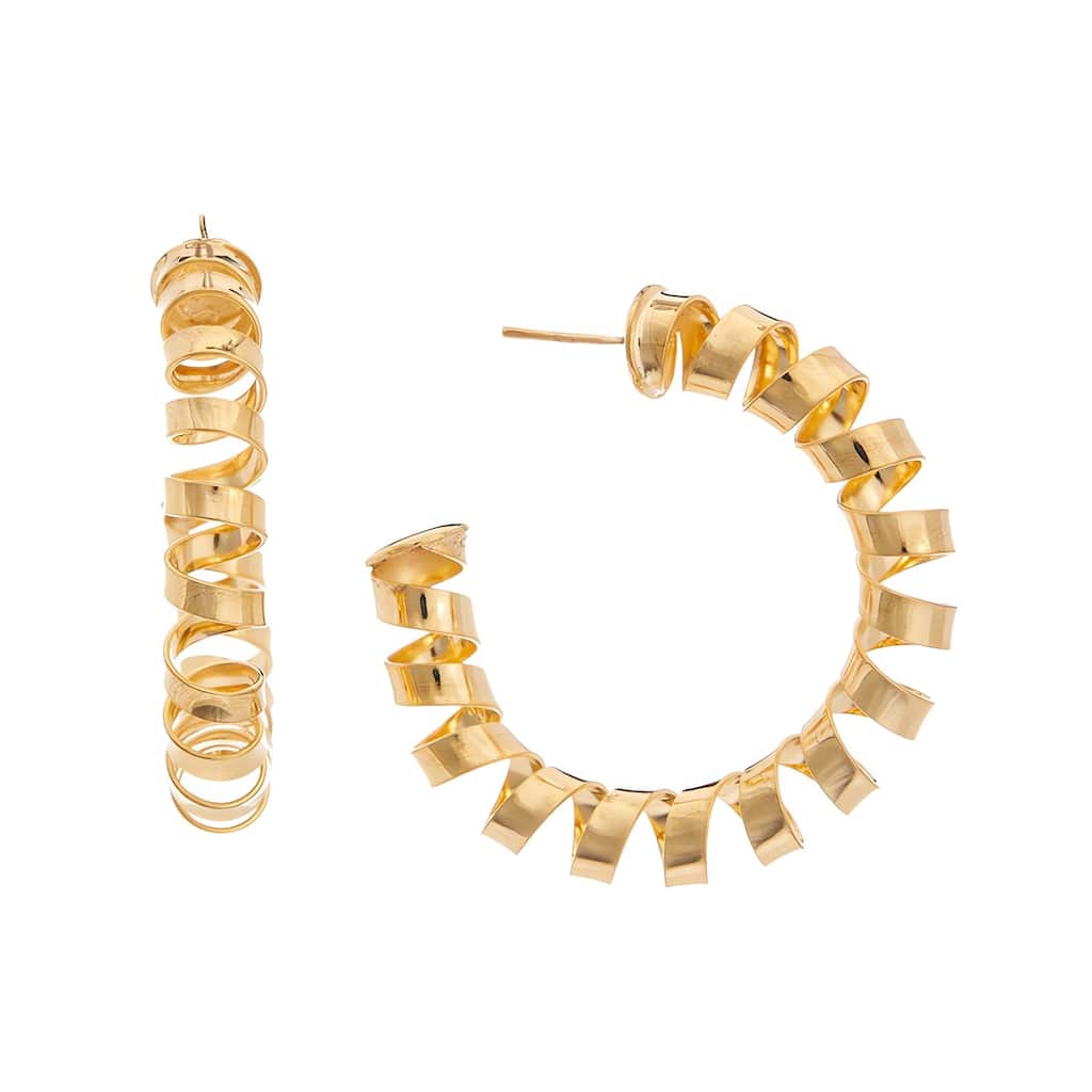 Juvell Gold Plated Brass Fancy Spiral Hoop Earrings - N/A
