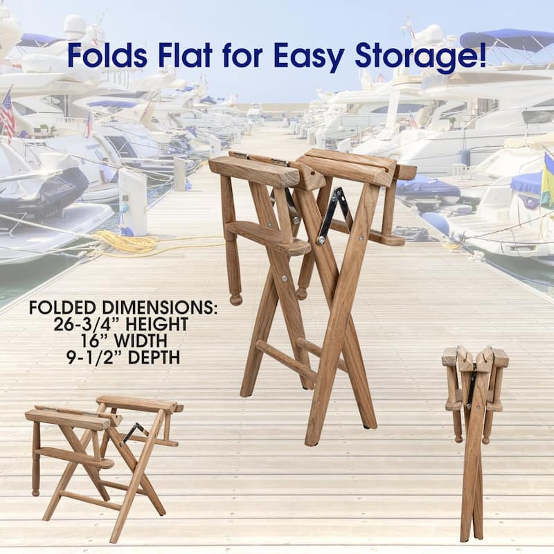 Solid Teak Director's Chair with Cushion Seat Covers - Sanded Finish