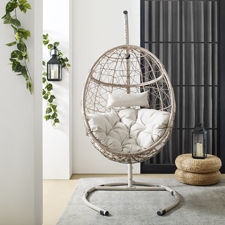 Cleo Outdoor/ Indoor Wicker Hanging Egg Chair - 42"W x 42"D x 81"H