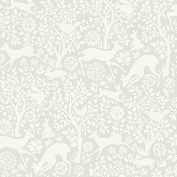 slide 1 of 1, Chesapeake Anahi Light Grey Forest Fauna Wallpaper - 20.5in x 396in x 0.025in