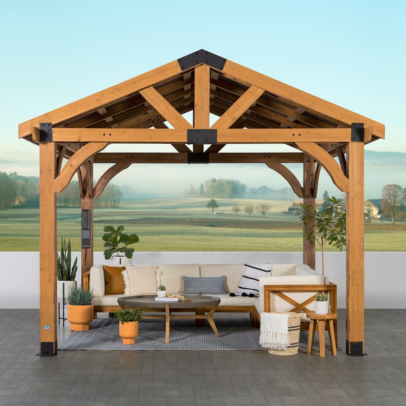 Backyard Discovery Arlington 12x10' Cedar Wood Gazebo with Steel Roof