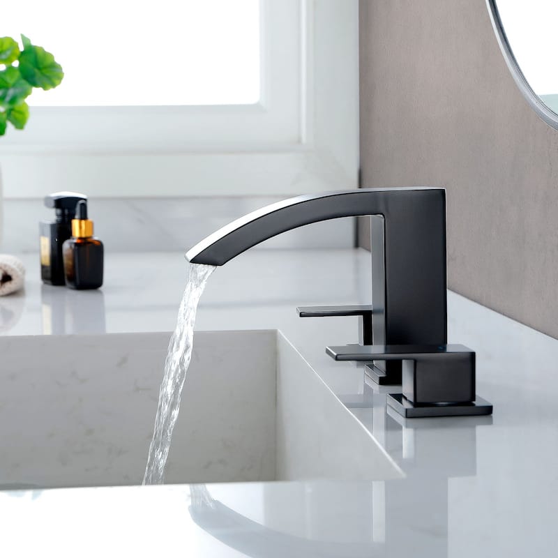 Rbrohant 5"H Waterfall Bathroom Faucet, Widespread 2-Handle Bathroom Sink Faucet for Sink 3 Hole