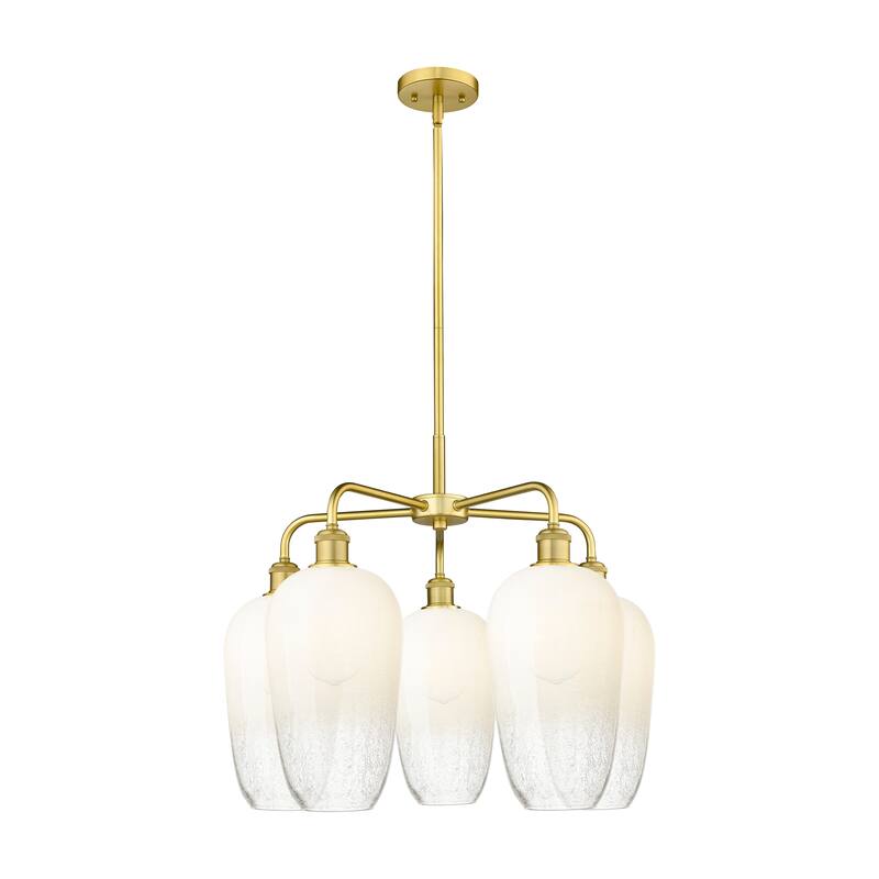 Innovations Lighting Endless Possibilities Ballston - Brookhaven Flute - 5 Light 26" Stem Hung Chandelier - Satin Gold/Opal
