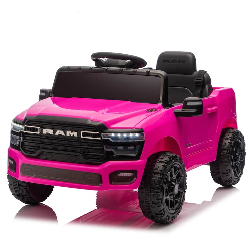 Stylish Kids Ride-On Truck with Remote Control, Pink Ride-On Car with Bluetooth Music & LED Headlights