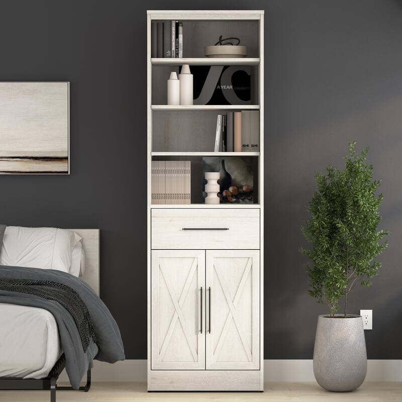 Key West 25W Closet Organizer with Drawer and Doors by Bestar - Linen White Oak