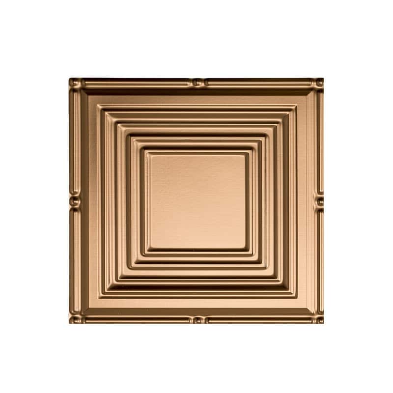 FASÄDE Portrait Decorative Vinyl 2ft x 4ft Glue Up Ceiling Panel in Polished Copper (5 Pack) - 12in x 12in Sample - Polished Copper
