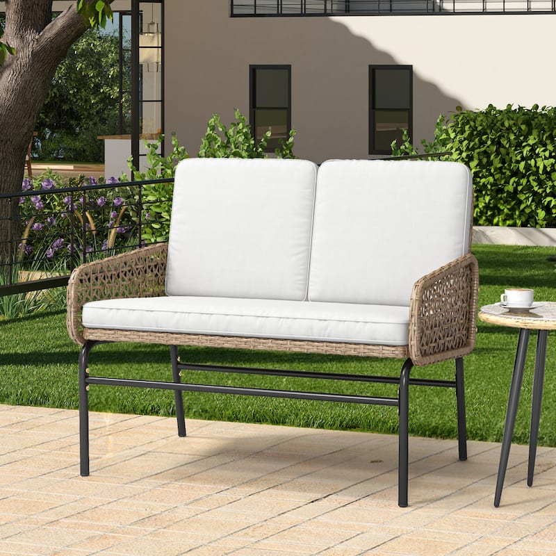 Moasis Patio Wicker Loverseat - 39.4"L x23.6"W x 33.1"H