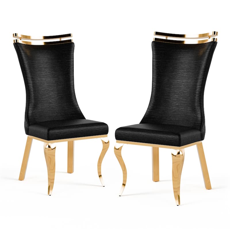 Furniture of America Thaddeus Glam Stainless Steel Upholstered Dining Side Chair (Set of 2)