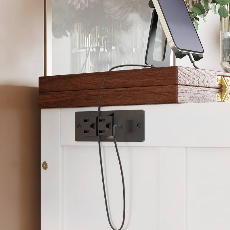 Murphy Bed Cabinet with Storage Drawer and Charging Station, USB Port