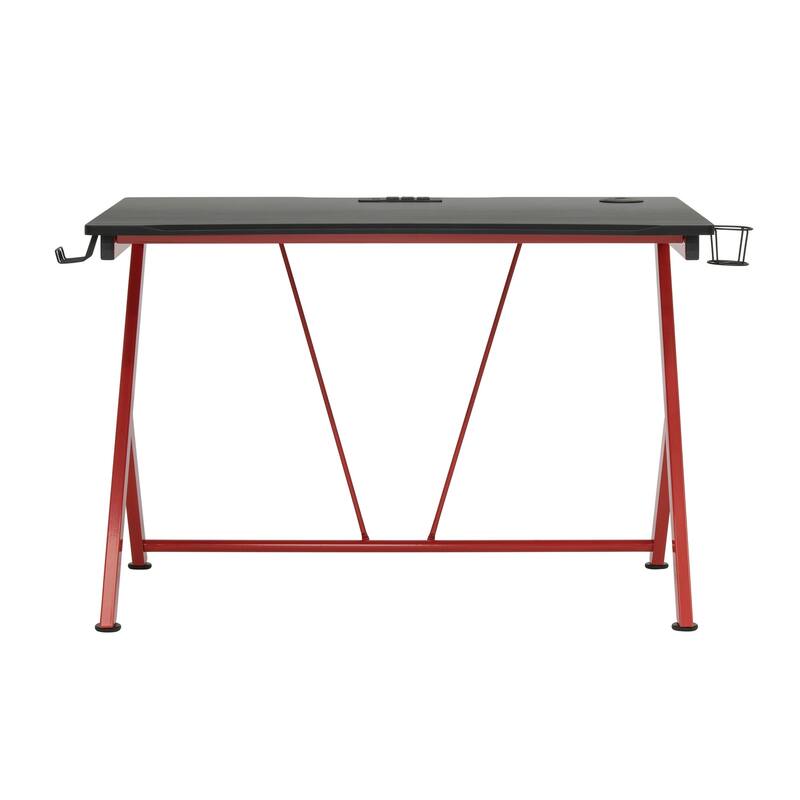SD Gaming Quest Black and Red Gamer Desk with Charging Station