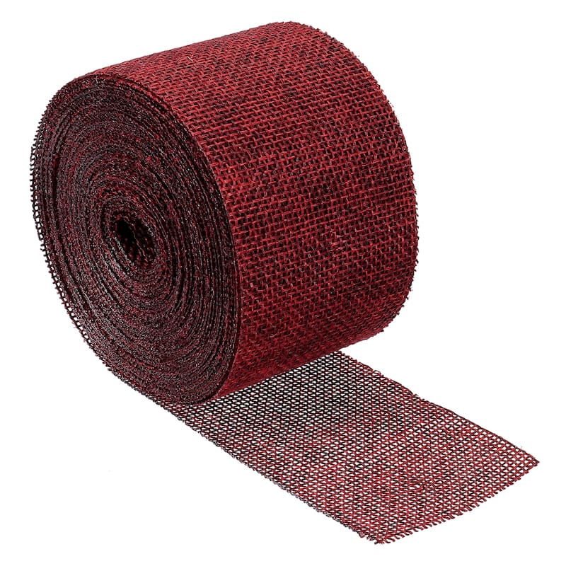 Burlap Fabric Ribbon, Wired Jute Crafts Roll for Wrapping Decoration
