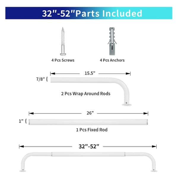 dimension image slide 14 of 25, Energy-saving Wraparound Adjustable French Blackout Curtain Rod Set