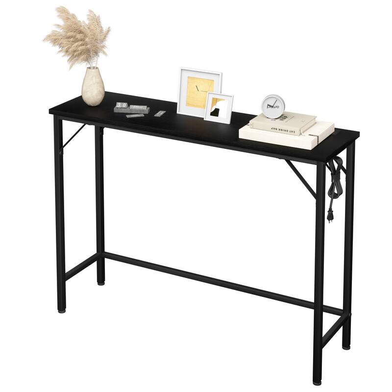 Console Table with Outlet & USB Ports Narrow Sofa Table