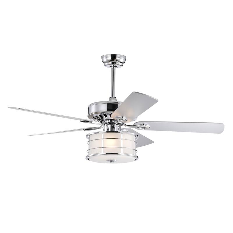 3-Light Chrome Drum Shade LED Ceiling Fan