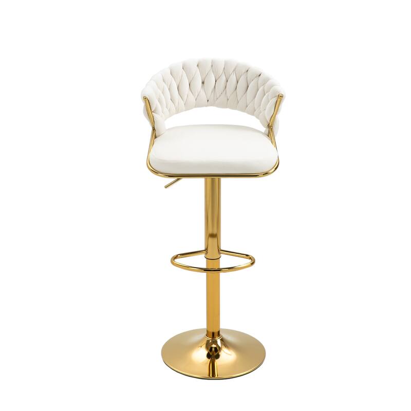 Modern Velvet Counter Bar Stools with Backs(Set of 2)