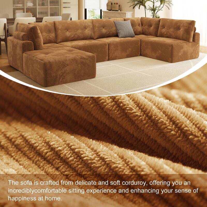 JASIWAY Modern Chaise Lounge Sofa Bed with Movable Ottoman