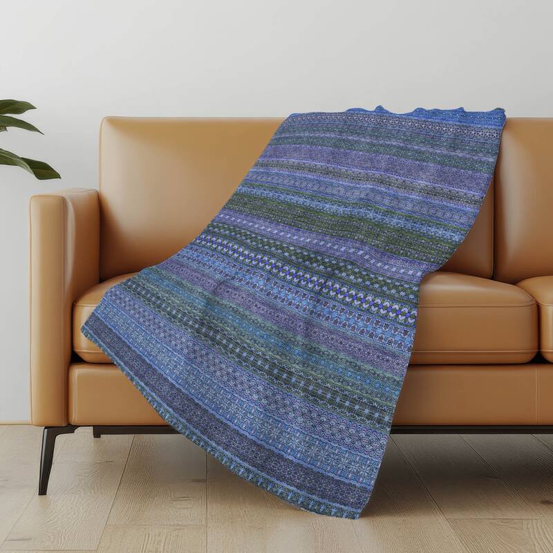 Premium Machine Washable Boho Stripes Sherpa Throw Blanket