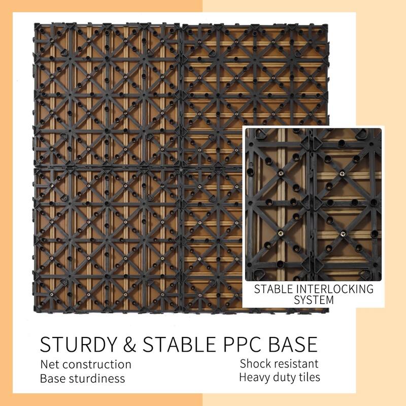 11.8" x 11.8" square wood-plastic composite deck tiles