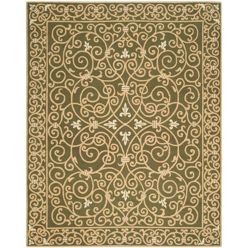 SAFAVIEH Hand-hooked Chelsea Joba Country Oriental Wool Rug - 8' x 10' - Light Green - Runner/Rectangle