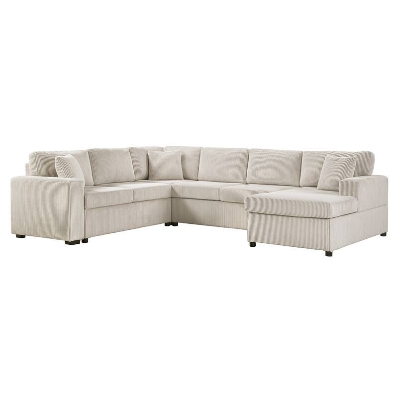 U-Shaped Sectional Sofa with Chaise Lounge and 3 Soft Throw Pillows for Living Room Oversized Corner Sofa