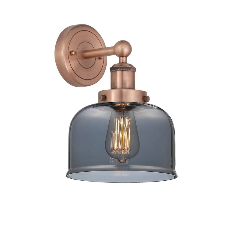 Innovations Lighting 616-1W-10-7-L Bell Sconce Bell 10" Tall Wall - Antique Copper / Plated Smoke