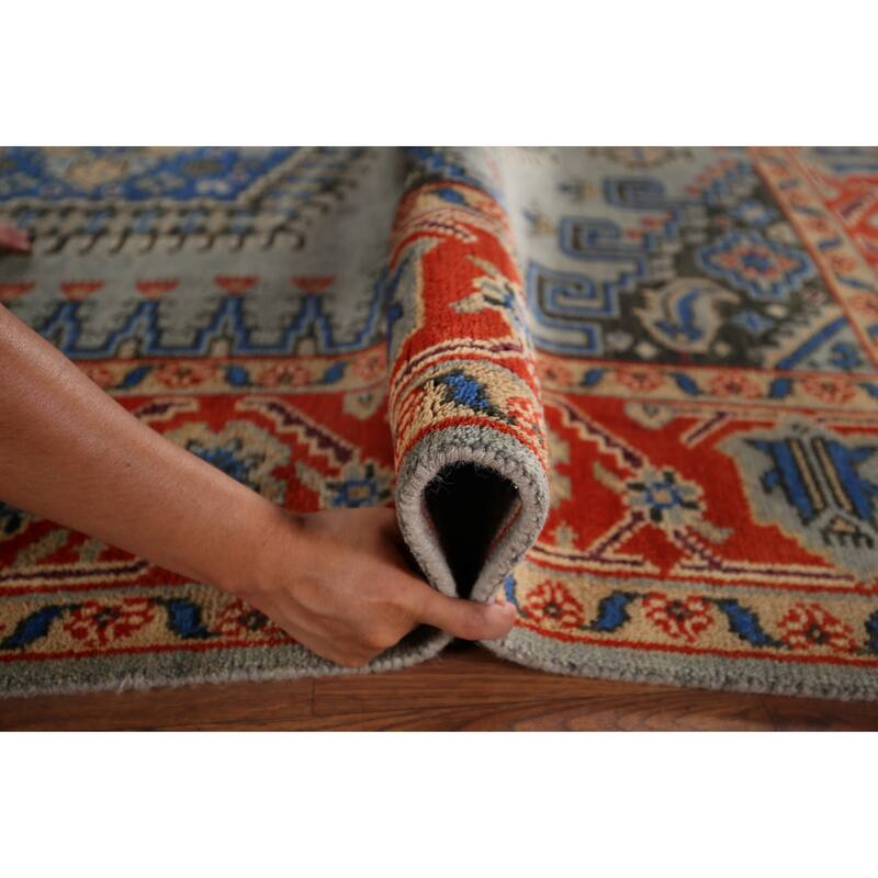 Geometric Heriz Serapi Rug Hand-Knotted Wool Carpet - 6'0"x 9'1"